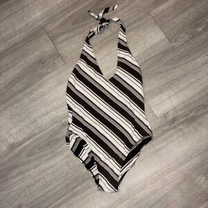 Striped Halter One-Piece Swimsuit